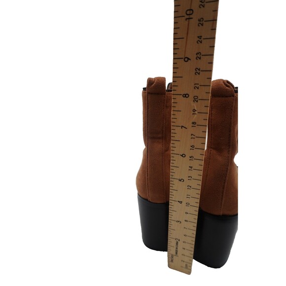 Anthropologie Vanessa Wu Suede Metallic Toe Brown Heeled Ankle Bootie Size 39 - Picture 8 of 8